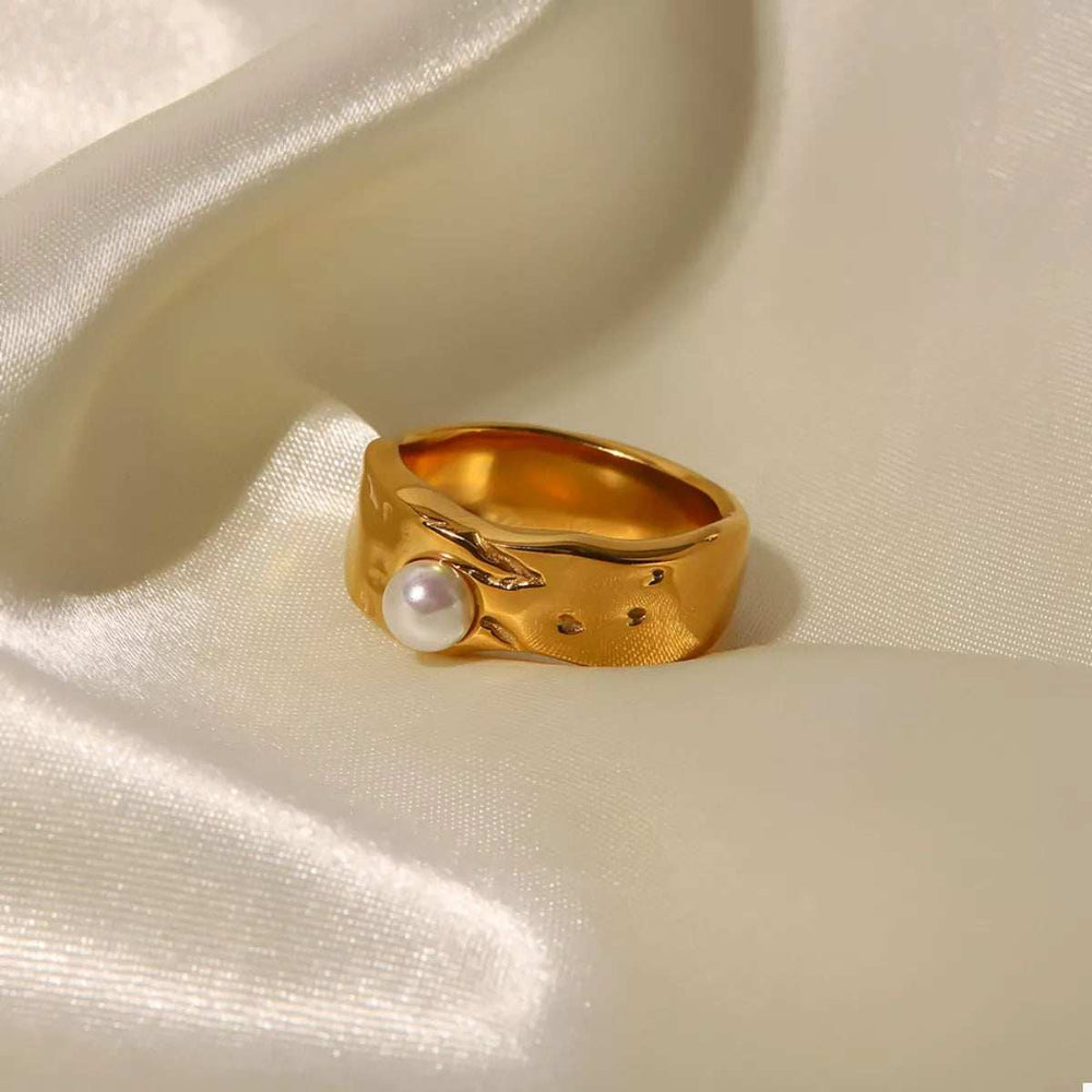 18K Gold-Plated Pearl Ring - Trendsi - Flyclothing LLC