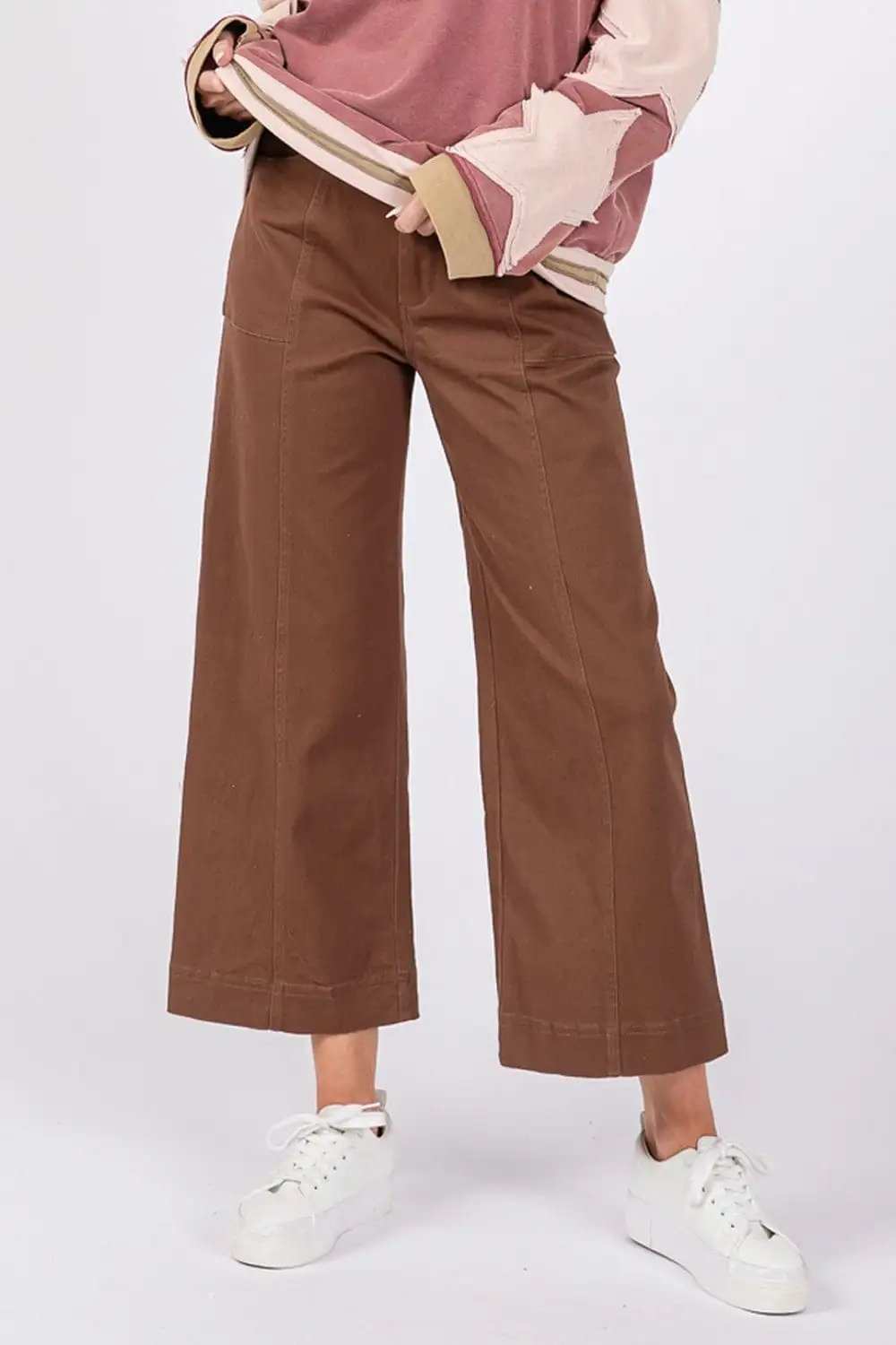 SAGE + FIG Wide Leg Cropped Pants - Trendsi - Flyclothing LLC