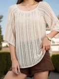 Openwork Round Neck Cover-Up - Trendsi - Flyclothing LLC