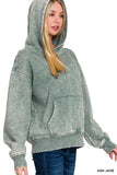 Zenana Fleece Acid Wash Kangaroo Pocket Hoodie - Trendsi - Flyclothing LLC