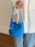 Suede Solid Color Bucket Bag - Trendsi - Flyclothing LLC
