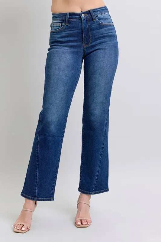 Judy Blue Full Size Side Seam Detail Straight Jeans with Pockets - Trendsi - Flyclothing LLC