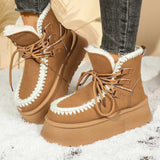 Sherpa Lined Platform Snow Boots - Trendsi - Flyclothing LLC