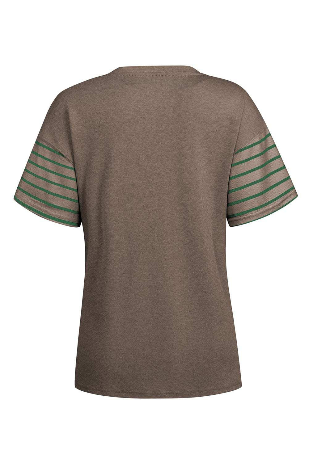 Striped Round Neck Short Sleeve T-Shirt - Trendsi - Flyclothing LLC