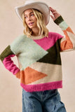 BiBi Multi Color Block Sweater Top - Trendsi - Flyclothing LLC