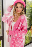 BiBi Heart Color Block V-Beck Knit Cardigan with Pockets - Trendsi - Flyclothing LLC