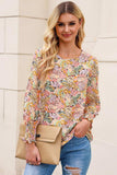 Floral Print Long Puff Sleeve Blouse - Trendsi - Flyclothing LLC