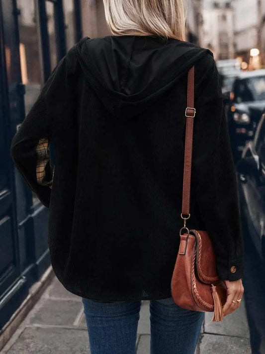 Pocketed Plaid Button Down Hooded Shacket - Trendsi - Flyclothing LLC