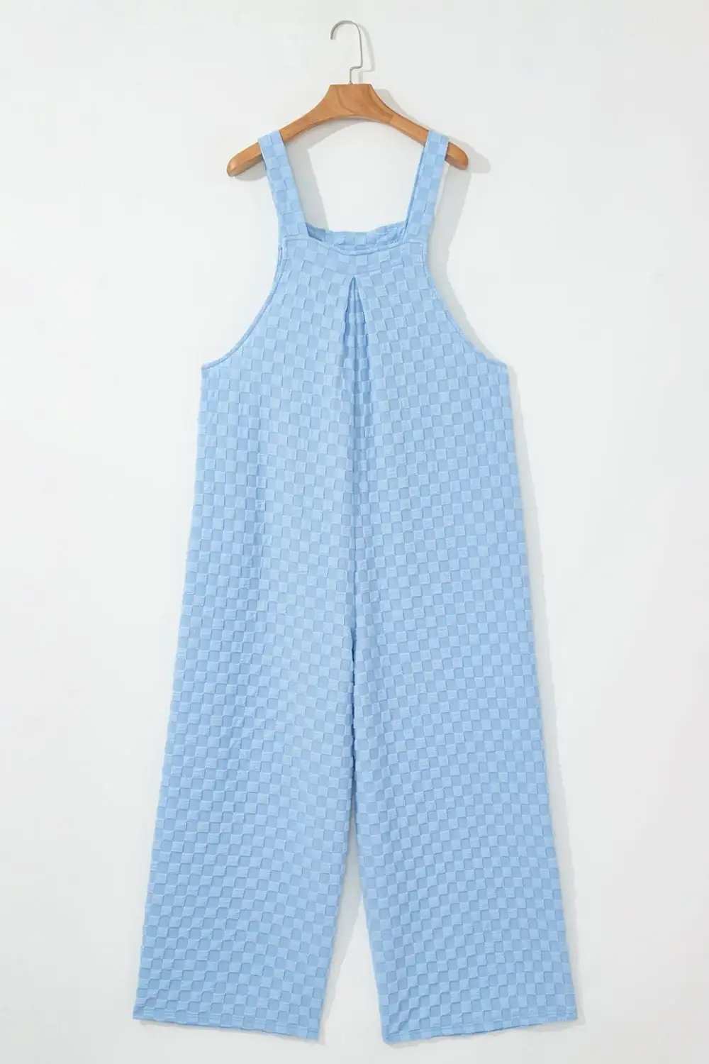 Checkered Pocketed Wide Leg Overalls - Trendsi - Flyclothing LLC