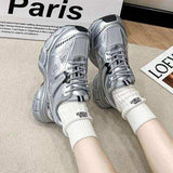 Lace Up Platform Athletic Shoes - Trendsi - Flyclothing LLC