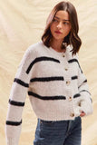 SO ME Stripe Soft Touch Button Cozy Sweater Cardigan - Trendsi - Flyclothing LLC