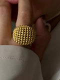 Stainless Steel Textured Dome Ring - Trendsi - Flyclothing LLC