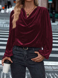 Lovelet Cowl Neck Long Sleeve Blouse - Trendsi - Flyclothing LLC