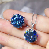 10 Carat Moissanite 925 Sterling Silver Ring and Necklace Set - Trendsi - Flyclothing LLC