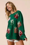 BiBi Sequin Christmas Gift Box Embroideries Pullover - Trendsi - Flyclothing LLC