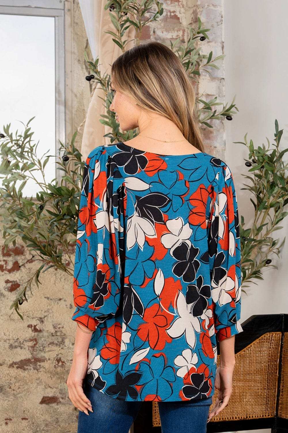 Sew In Love Full Size Printed Boat Neck Blouse - Trendsi - Flyclothing LLC
