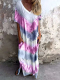 Full Size Pocketed Tie-Dye Short Sleeve Dress - Trendsi - Flyclothing LLC