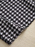 Off-Shoulder Long Sleeve Top and Houndstooth Skirt Set - Trendsi - Flyclothing LLC