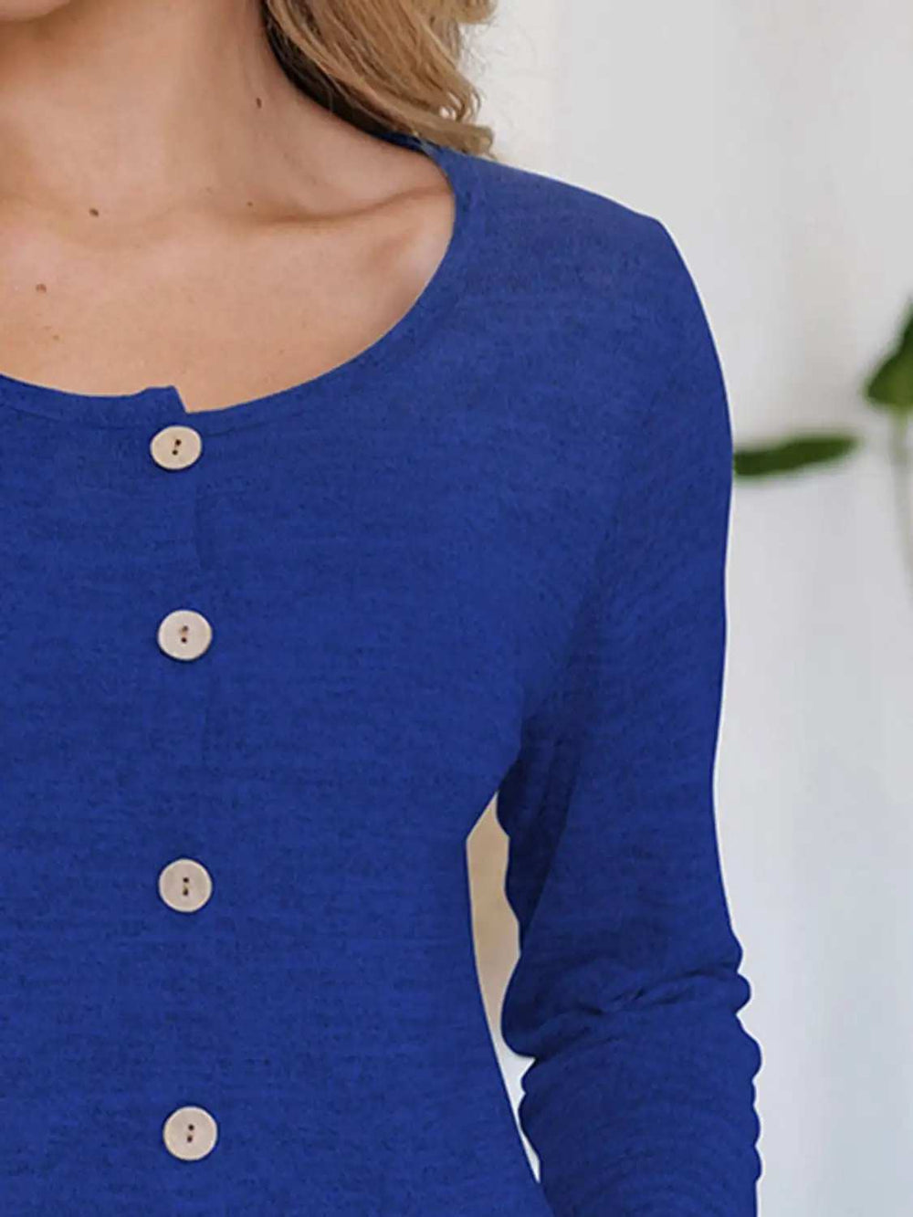 Button Up Round Neck Long Sleeve Cardigan - Trendsi - Flyclothing LLC