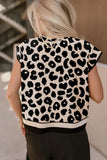 Leopard Cap Sleeve Sweater - Trendsi - Flyclothing LLC