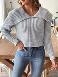 Cable-Knit Long Sleeve Sweater - Trendsi - Flyclothing LLC