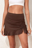 Ruched Elastic Waist Swim Skirt - Trendsi - Flyclothing LLC