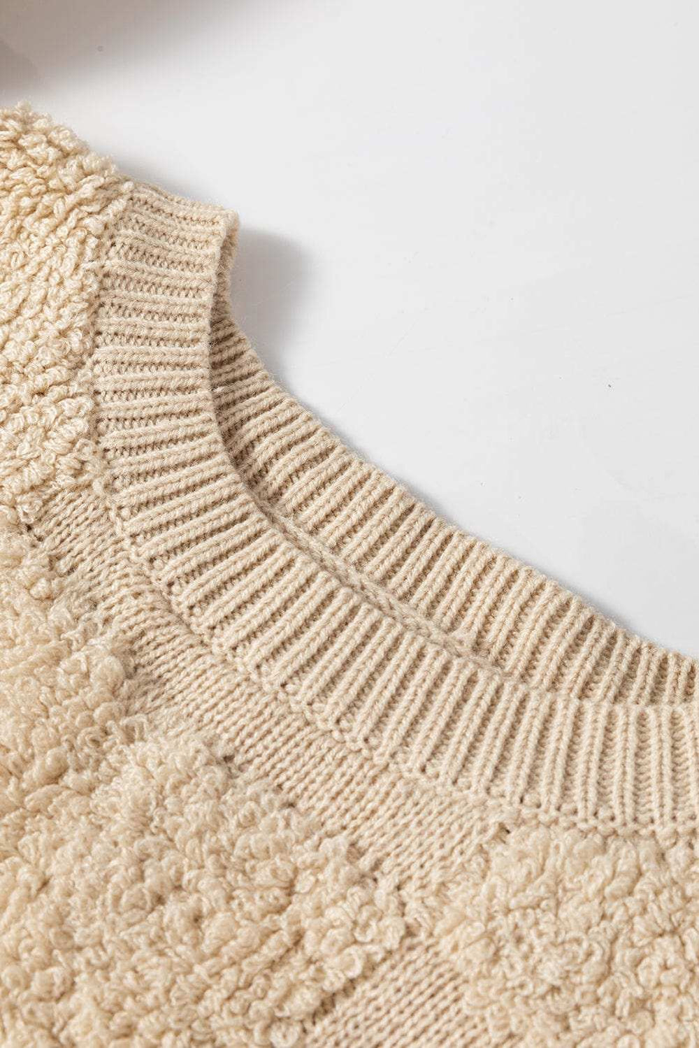 Checkered Round Neck Dropped Shoulder Sweater - Trendsi - Flyclothing LLC