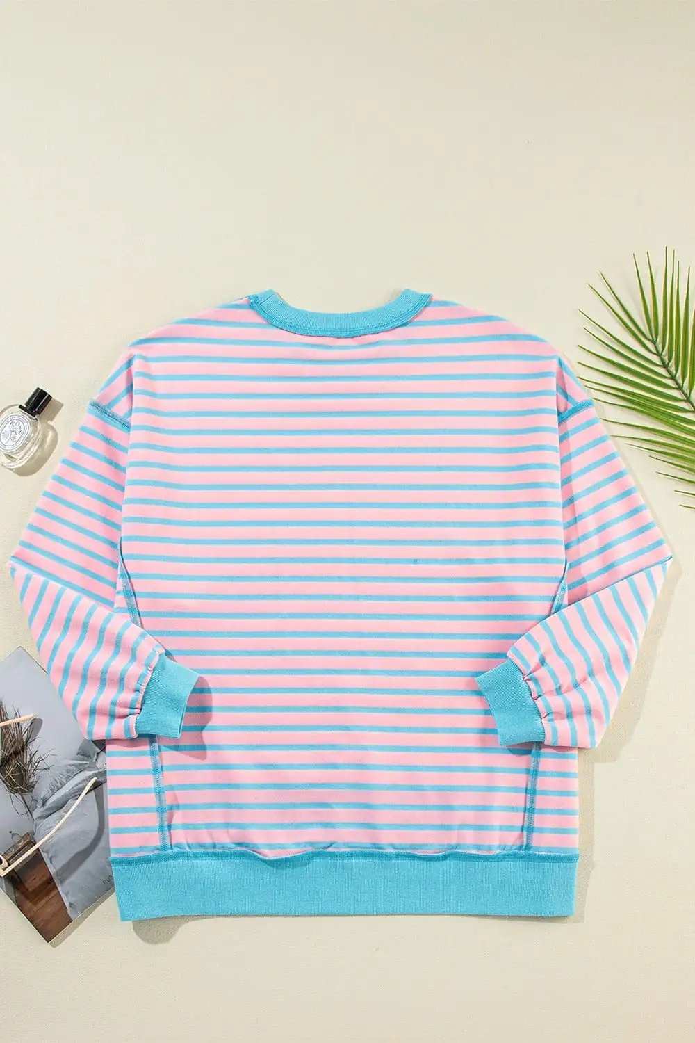 High-Low Striped Long Sleeve Sweatshirt - Trendsi - Flyclothing LLC