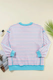 High-Low Striped Long Sleeve Sweatshirt - Trendsi - Flyclothing LLC