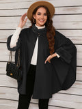 Fuzzy Trim Long Sleeve Poncho - Trendsi - Flyclothing LLC