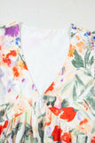 Floral Double Ruffle Sleeve V Neck Mini Dress - Trendsi - Flyclothing LLC