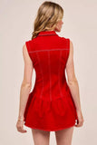 SO ME Button Down Sleeveless Collared Game Day Mini Dress - Trendsi - Flyclothing LLC