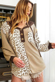 Leopard Drawstring Chest Pocket Hoodie - Trendsi - Flyclothing LLC