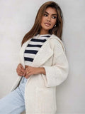 Pocketed Collared Neck Dropped Shoulder Cardigan - Trendsi - Flyclothing LLC