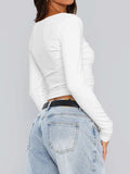 Button Down Long Sleeve Top - Trendsi - Flyclothing LLC