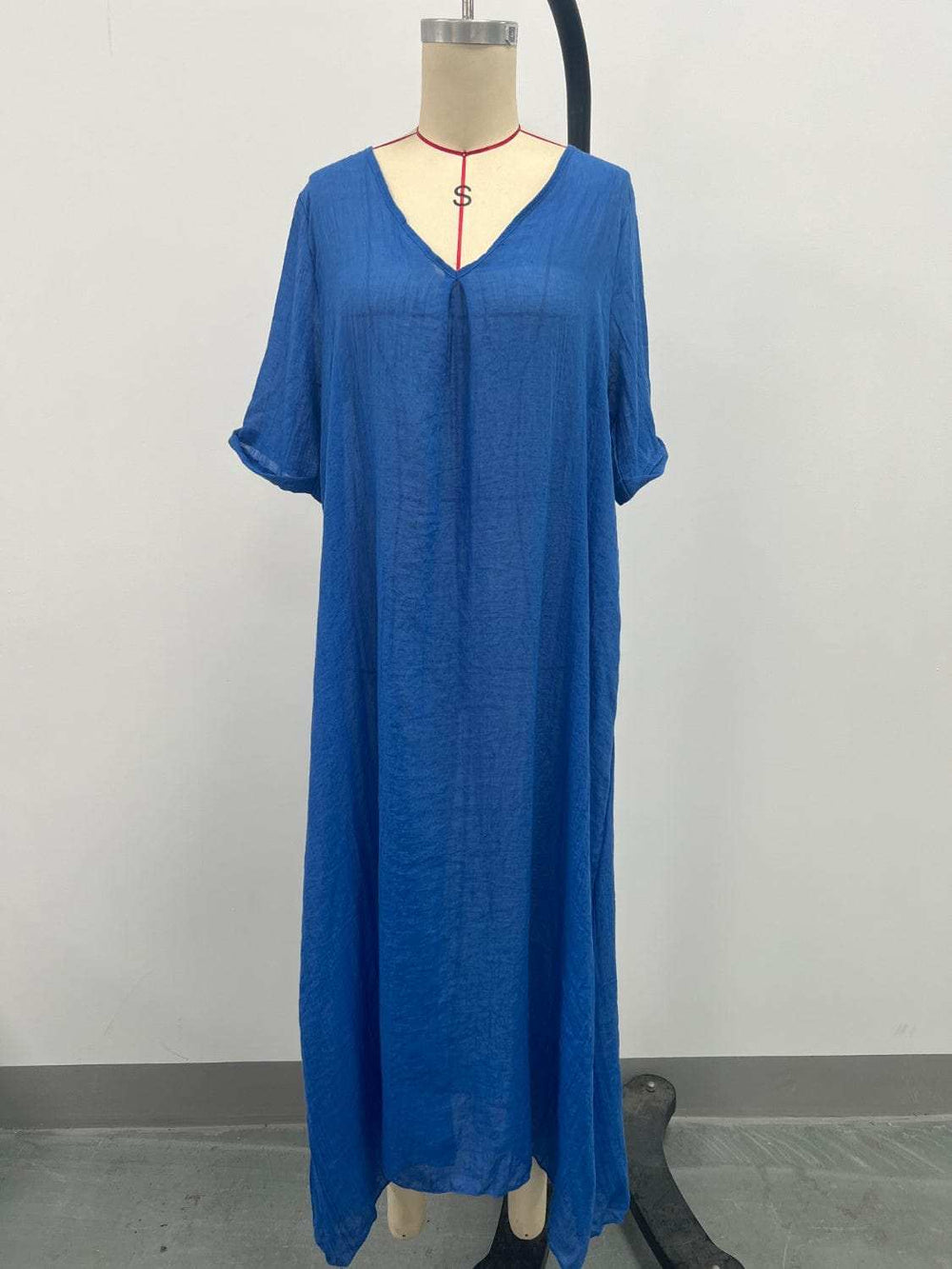 Full Size V-Neck Short Sleeve Midi Dress Plus Size - Trendsi - Flyclothing LLC