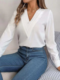 V-Neck Long Sleeve Blouse - Trendsi - Flyclothing LLC