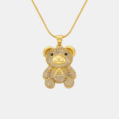 Titanium Steel Gold-Plated Bear Pendant Necklace