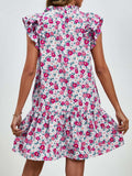 Tied Floral Cap Sleeve Mini Dress - Trendsi - Flyclothing LLC