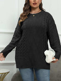 Plus Size Round Neck Long Sleeve Sweater - Trendsi - Flyclothing LLC