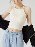Grecian Neck Cropped Tank with Chest Pads - Trendsi - Flyclothing LLC