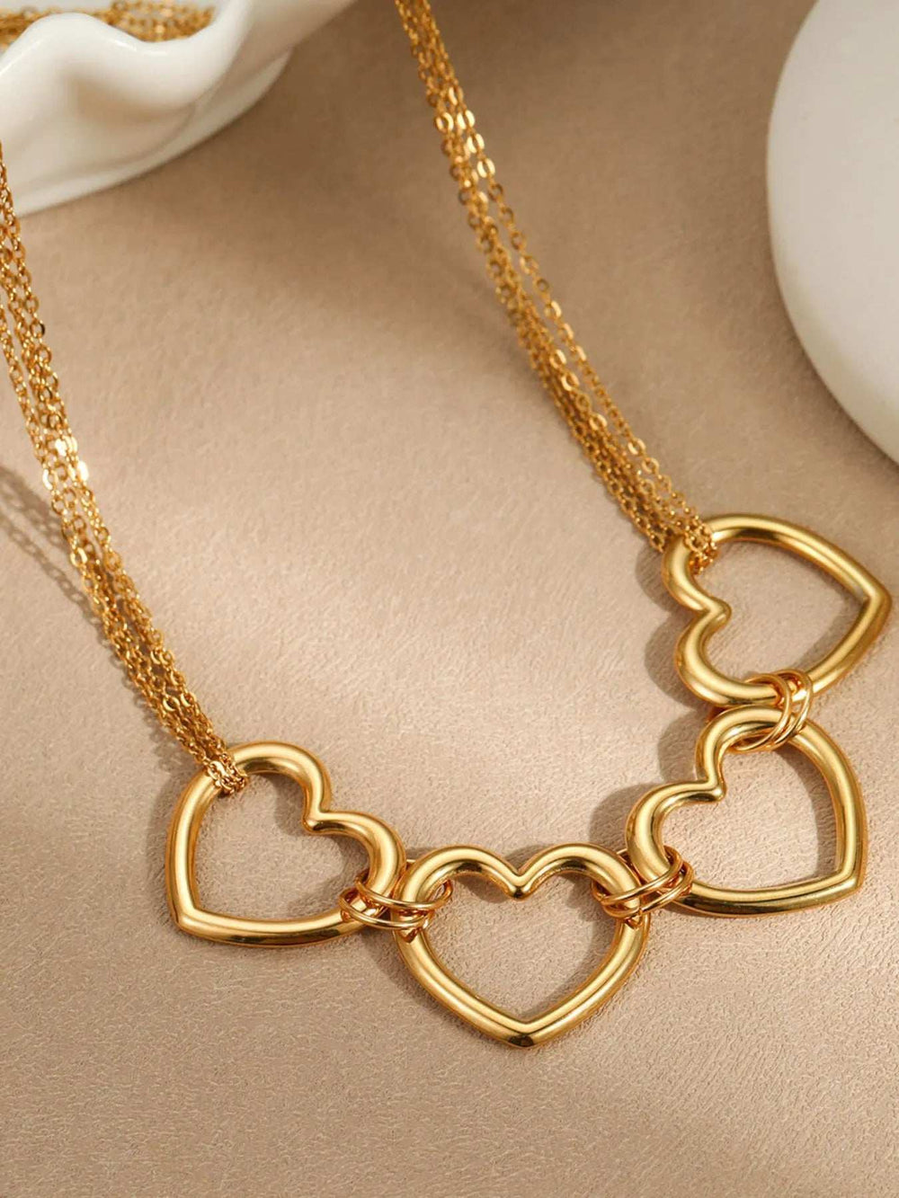 18K Gold-Plated Stainless Steel Heart Necklace - Trendsi - Flyclothing LLC