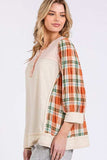 SAGE + FIG Exposed Seam Button Detail Plaid Top - Trendsi - Flyclothing LLC
