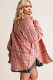 Exposed Seam Plaid Collared Neck Long Sleeve Shirt - Trendsi - Flyclothing LLC