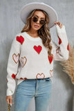 Angel Wings Contrast Heart Round Neck Long Sleeve Sweater - Trendsi - Flyclothing LLC