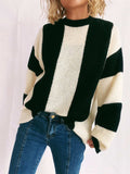 Color Block Round Neck Long Sleeve Sweater - Trendsi - Flyclothing LLC