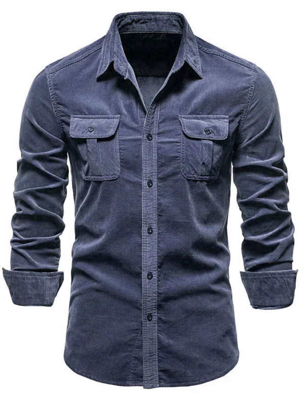 Men's Full Size Collared Neck Button Down Shirt with Chest Pockets Plus Size - Trendsi - Flyclothing LLC
