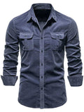 Men's Full Size Collared Neck Button Down Shirt with Chest Pockets Plus Size - Trendsi - Flyclothing LLC