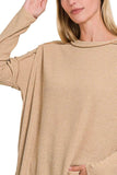 Zenana Ribbed Drop Shoulder Round Neck Sweater - Trendsi - Flyclothing LLC