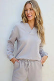 Textured Long Sleeve Top and Drawstring Pants Set - Trendsi - Flyclothing LLC